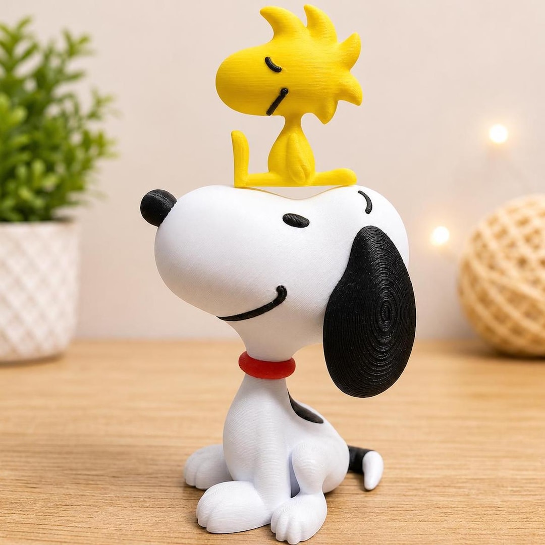 SNOOPY & WOODSTOCK Tone on Tone フィギュア Snoopy Woodstock Figure Set, 3D Printed Peanuts Decor, Desk Toy