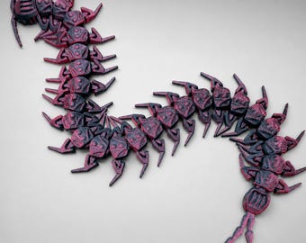 Articulated Centipede Fidget Toy, 3D Printed Creepy Bug Desk Toy, Gothic Gift