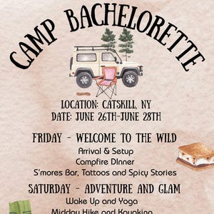 Camp Bachelorette Itinerary Template