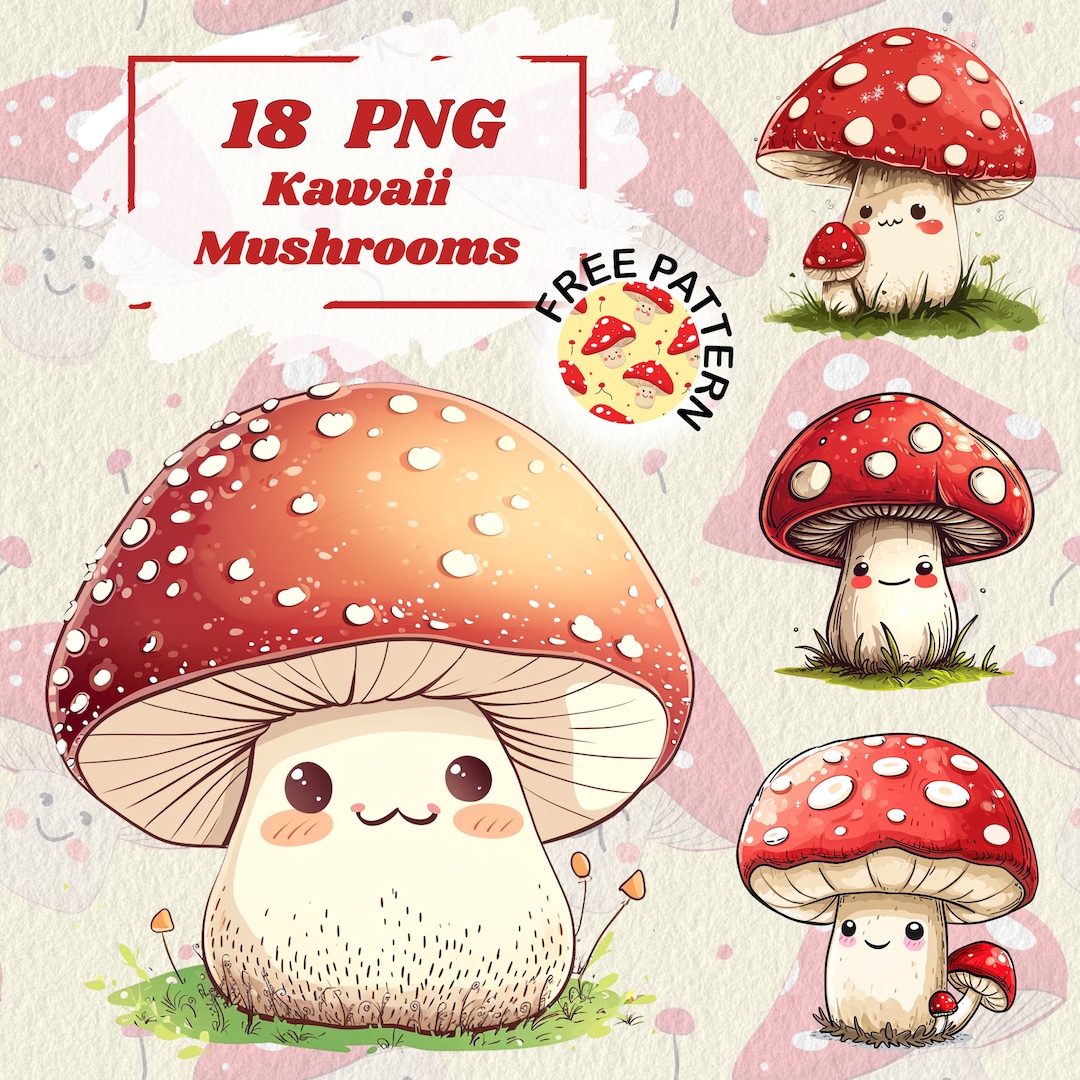 Cute Kawaii Mushrooms Clipart Cute Mushrooms