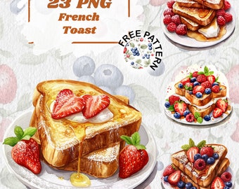 Watercolor French Toast Clipart, French Toast PNG, Kawaii Food Clipart, Junk Journal, Digital Paper Craft, Sublimation, Breakfast PNG 1129