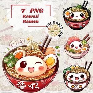 Clipart de ramen mignon kawaii, téléchargement numérique PNG de ramen mignon, illustration de ramen ramen mignon imprimable nourriture kawaii mignon, japonais PNG 1168