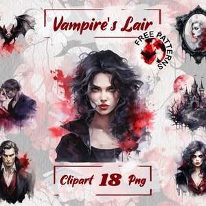 Aquarell Vampir Clipart Halloween PNG Clip Art Halloween Vampir Gothic PNG Freie kommerzielle Nutzung Scrapbooking, Junk journal 435