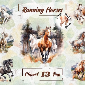 Running Horse Clip Art Mustang Clipart Horse Watercolor Horse PNG Horse Clipart Horse Running Clipart Free Commercial Use Card Making 165