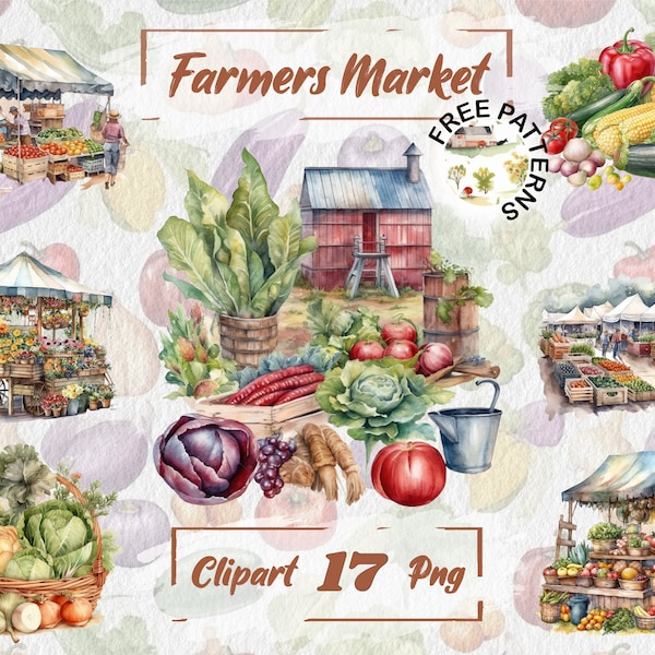 Aquarell Farmers Market Clipart Sommer PNG Bundle Gemüse Clipart Shop Clipart Free Kommerziell Scrapbooking, Aquarell Sommer 118