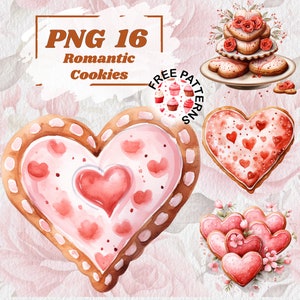 Cookies Valentine's Day Cliparts,Valentine's Day Gifts,Watercolor,Commercial Use,Scrapbook,Junk Journal,Chocolate PNG,Pink Dessert PNG 857