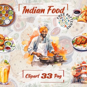 Indian Food Clipart Watercolor Food PNG Indian Clipart Healthy Food PNG Food Clipart Restaurant Clipart, Free Commercial Scrapbook 276
