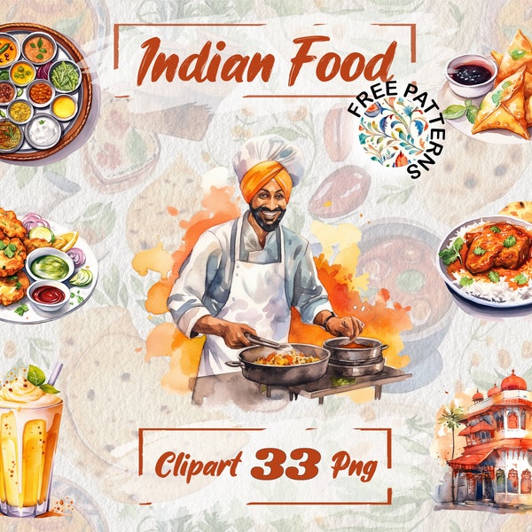 Indian Food Clipart Watercolor Food PNG Indian Clipart Healthy Food PNG Food Clipart Restaurant Clipart, Free Commercial Scrapbook 276