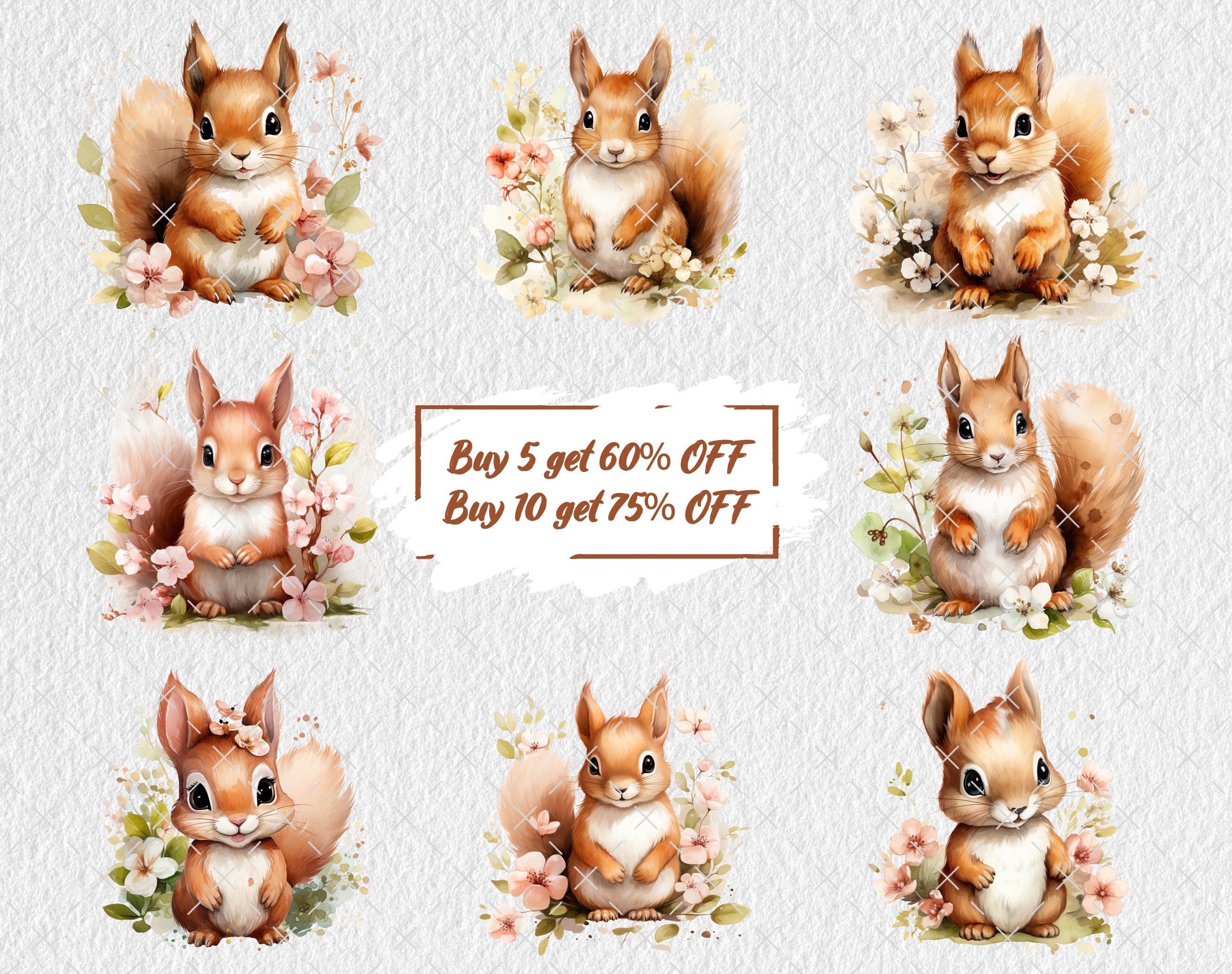 Watercolor Spring Squirrels, Squirrel Clipart, Watercolor Animals ...