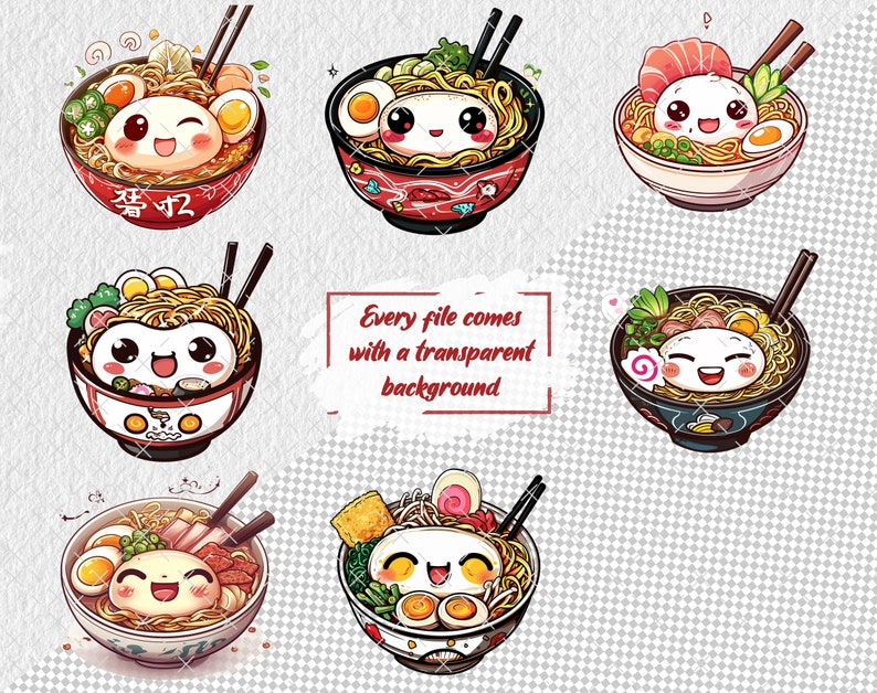 Cute Ramen Pattern Cute Kawaii Ramen Clipart, Cute Ramen PNG Digital Download, Ramen ...