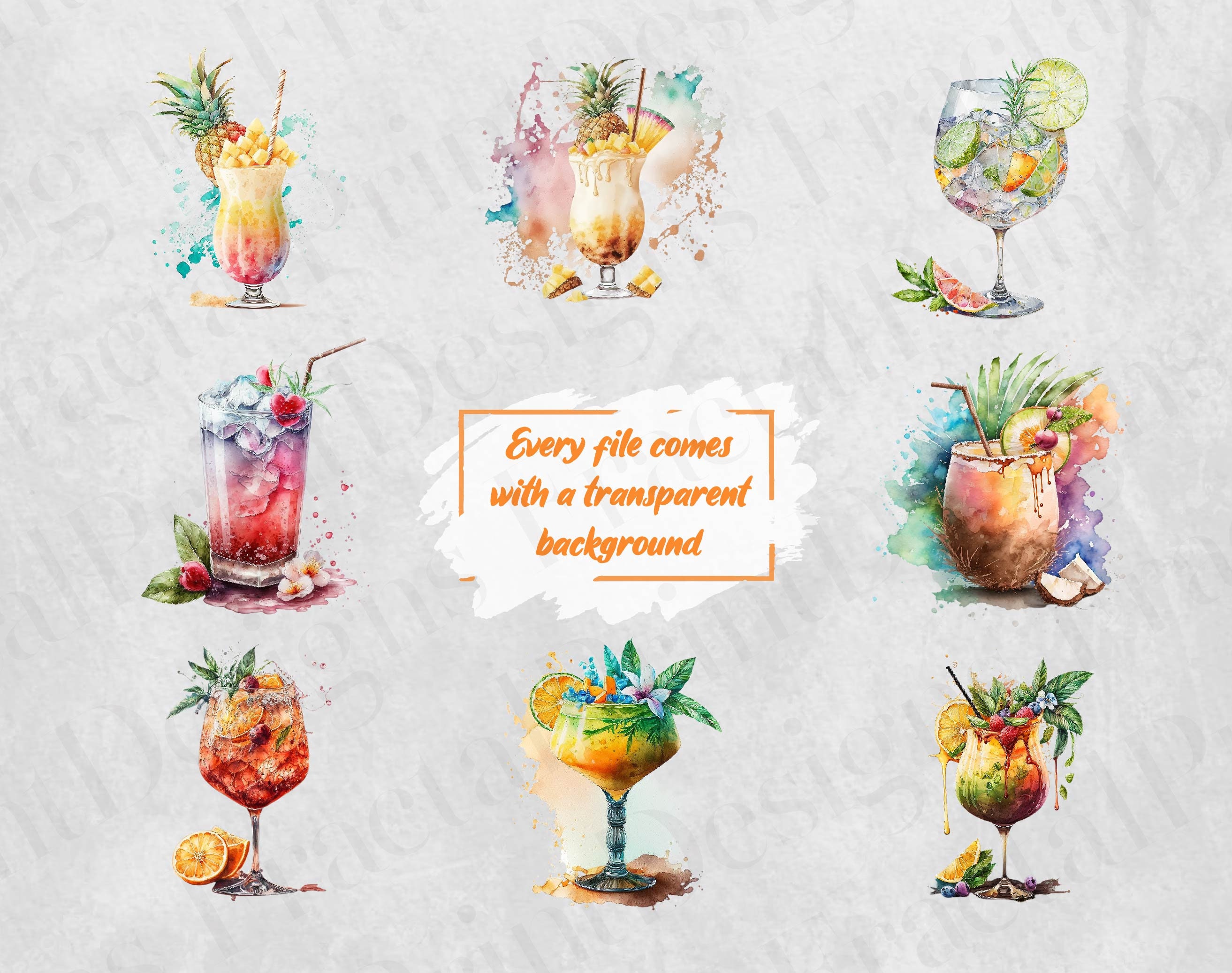 Watercolor Summer Cocktail Watercolor Cocktail PNG Summer Clipart ...