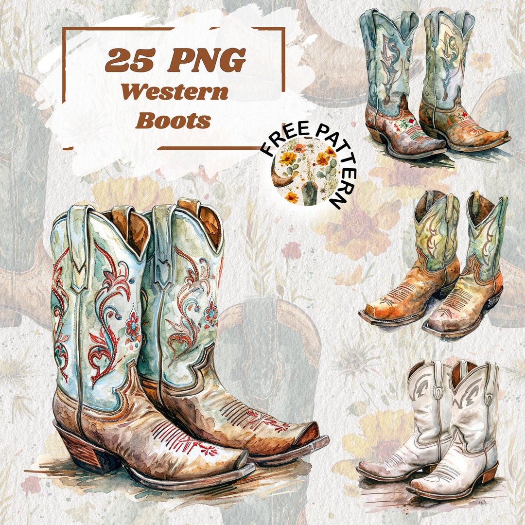 Cowboy Boots Clipart Bundle Western Clipart Wild West Clipart Cowboy ...