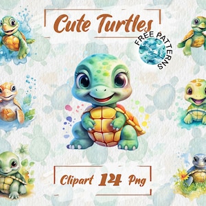 Wasserfarbe Niedliche Schildkröte Clipart Baby Schildkröte Clipart Png Strand Tiere PNG Aquarell Niedliche Tiere Kindergarten Tiere Kommerzielle Nutzung 201