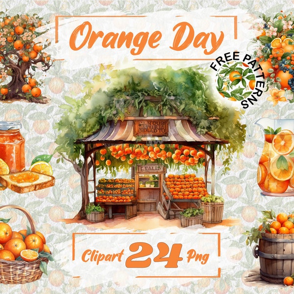 Watercolor Orange Clipart Citrus Fruit Clipart Orange PNG Bundle Summer Clipart Free Commercial Use Desserts Clipart, Scrapbook PNG 109