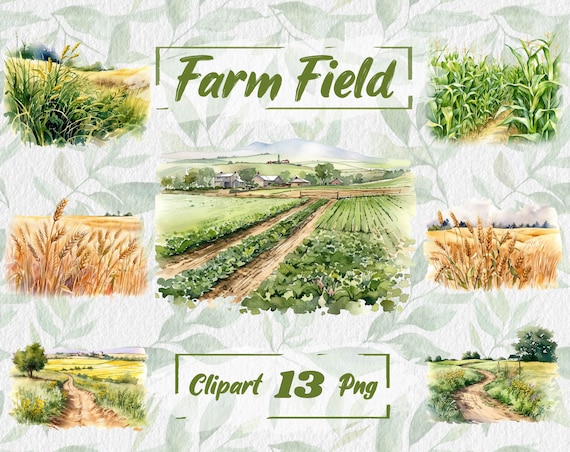 Farm Field Clipart Farm Clipart Watercolor Farm Yard PNG Clipart Barn PNG Rustic Graphics, country Clipart, Free Commercial Use, 166