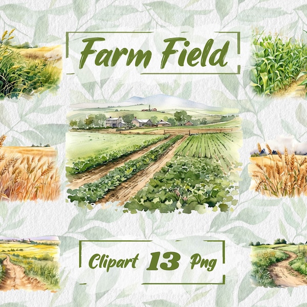 Farm Field Clipart Farm Clipart Watercolor Farm Yard PNG Clipart Barn PNG Rustic Graphics, country Clipart, Free Commercial Use, 166