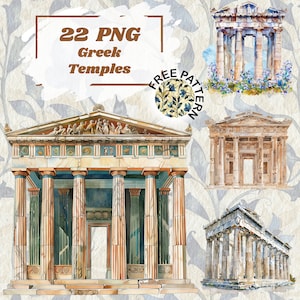 Images clipart temples grecs, temples PNG, illustration de temples, temples aquarelle, temples grecs anciens, architecture, architecture grecque 1230