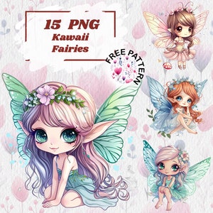 Clipart fata carina Kawaii, fata carina PNG Download digitale, illustrazione delle fate fata carina stampabile, fata PNG, immagini della scuola materna 1184