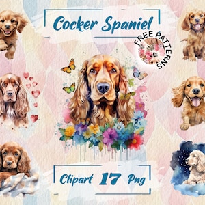 Cocker Spaniel Watercolor Clipart Dog Art Pet Design Elements Canine Digital Painting Animal Art Puppy Illustration, Breed Download 275