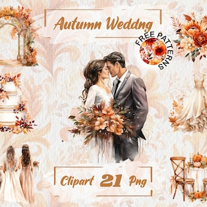 Aquarel herfst bruiloft clipart bruiloft clipart herfst bladeren PNG herfst bloemen clipart bruiloft PNG gratis commercieel gebruik, scrapbook 367