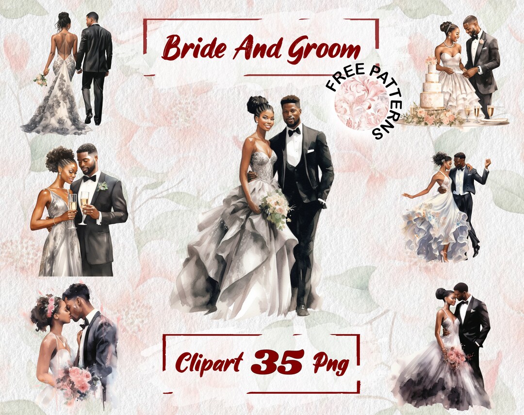 Bride and Groom Clip Art Watercolor Bride and Groom Wedding Couple ...