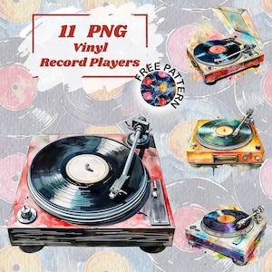 Platenspeler clipart, oude vinyl platen illustraties, 80's retro graphics, vintage muziek illustraties, jaren 80 uitnodiging & kaart maken PNG 1151