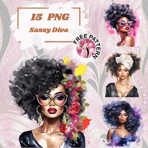 Watercolor Black Woman, Black Woman clipart, Planner Girl PNG, Instant Digital Download, Commercial Use, Luxury Woman, Party GIrl 1085