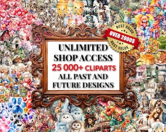 LIFETIME Whole Shop Bundle Transparent Clipart Big Bundle Christmas Clipart Watercolor PNG Graphics for T shirts Cards Scrapbooking Decor