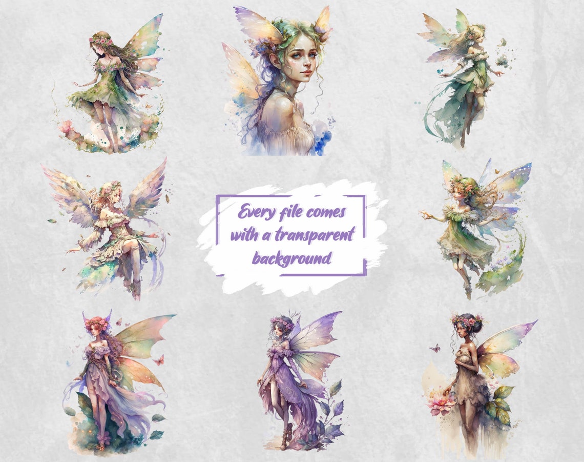 Elegant Fairies Clipart Bundle Watercolor Fairies Clipart - Etsy