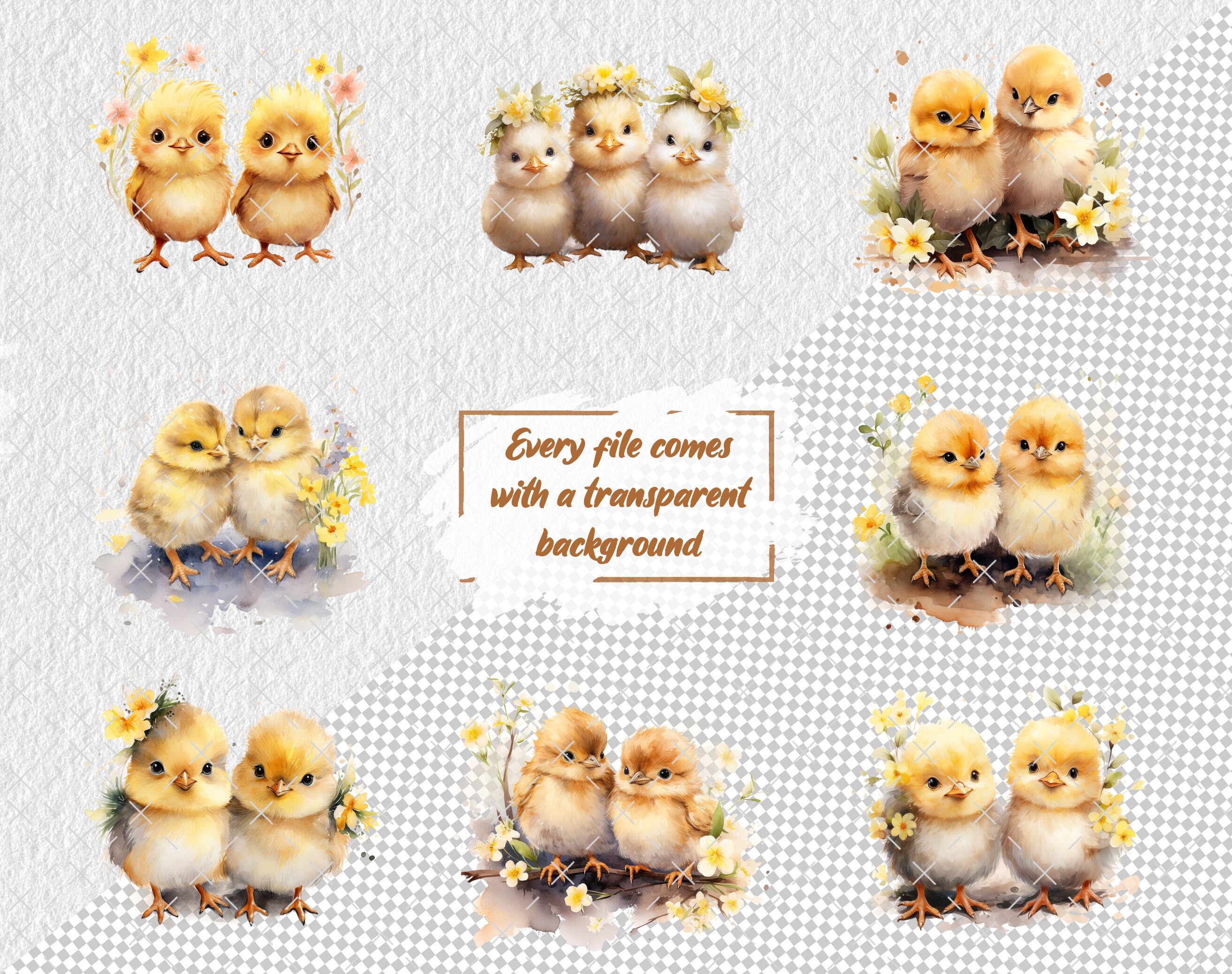 Cute Baby Chick Clipart, Watercolor PNG, Spring Animal Design ...