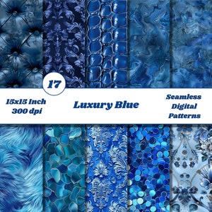 Luxus Blaues Nahtloses Muster - Elegante Blaue Designs, Blaue Kunst, Stilvolles Dekor P115