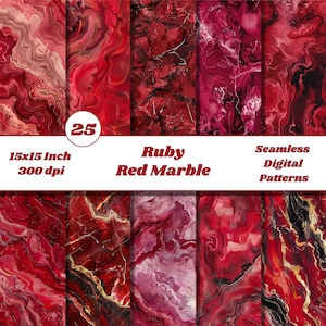 Ruby Red Marble Seamless Pattern - Bold Marble Design, Red Decor, Modern Art P48