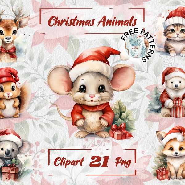 Cute Christmas Animal Clipart, Woodland Animal Clipart, Cozy Christmas, Winter Clipart, Winter Baby Shower, Card Making, Scrapbooking 602