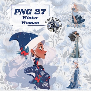 Winter Girls Clipart, Winter Woman Clipart, Winter Graphics, Beautiful Woman PNG Free Commercial Use Winter Planner Scrapbooking 789