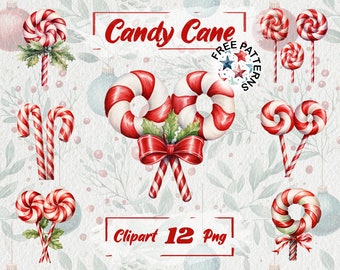 Candy Cane Clipart, Christmas Sweets PNG, Christmas Images, Watercolor Candy Clip art, Free Commercial Use, Card Making, Scrapbooking 511