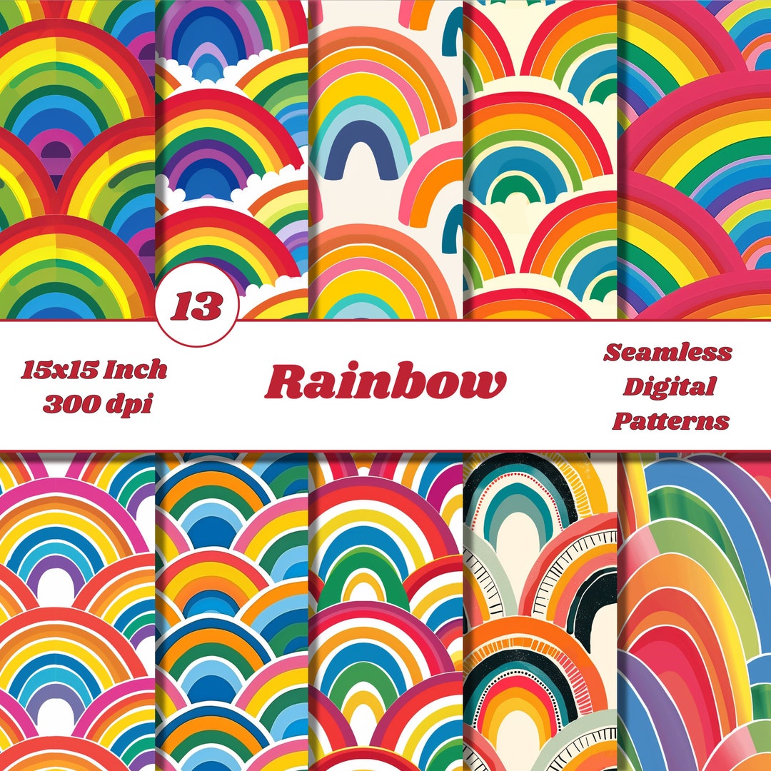 Rainbow Seamless Pattern - Colorful Rainbow Designs, Vibrant Art, Fun ...