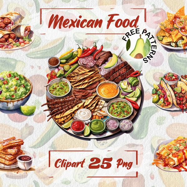 Watercolor Mexican Food Mexican Food Clipart Mexican Restaurant PNG Watercolor Food PNG Free Commercial Use Scrapbooking Junk Journal 185