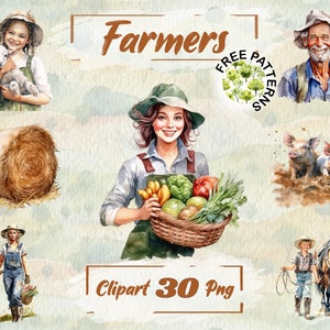 Farmers Clipart a Farm Clipart Watercolor Farm Animals PNG Clipart Watercolor Farm Country Graphics Free Commercial Use Card Making 167