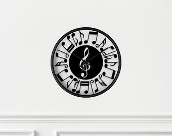 MUSIC Clock, Musical Notes clock, Gift For Music Teacher and Musician Wall Clock
