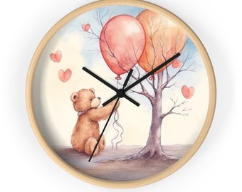 Peakaboo Teddy Wall Clock, Nursery Wall Clock, Teddy Bear Peakaboo, Kids Gift, Baby Nursery Clock, Cute Baby Decor, Peakaboo Decor