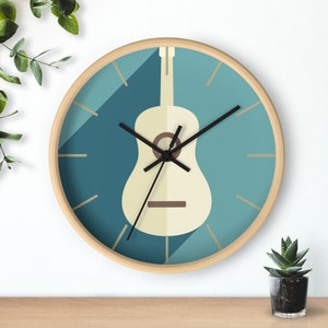 Acoustic Guitar Wall Clock, Music Decoration Wall Clock, Music Symbols Clock Gift for Musician, Gift for Music Teacher