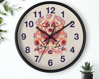 Retro Wall Clock, Groovy, Motivational, Bedroom Clock, Personalized, Silent, Wood Wall Clock, 70's Wall Art, Floral Home Design , Wall Decor