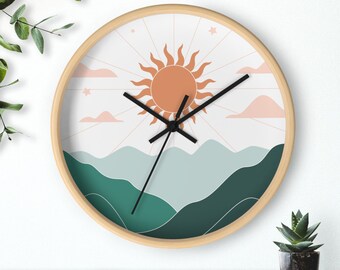 Contemporary Clock, Boho Wall Clock, Nursery Clock Minimalist Design, Earth Organic Tones Clock Wall, Nursery Boho Decor