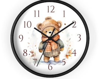 Peakaboo Teddy Wall Clock, Nursery Wall Clock, Teddy Bear Peakaboo, Kids Gift, Baby Nursery Clock, Cute Baby Decor, Peakaboo Decor