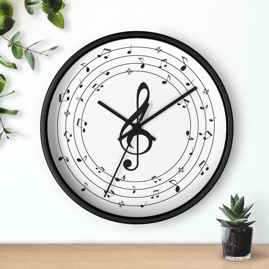 MUSIC Notes Wall Clock Musical Notes Clock Gift for Music Etsy