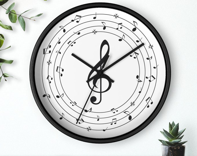 MUSIC  Notes Wall Clock, Musical Notes clock, Gift For Music Teacher and Musician Wall Clock