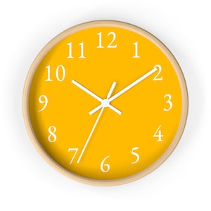 Earth Tone Orange Simple Wall Clock, Orange Wall Clock, Earth Tone Color Clock with Numbers, Solid Yellow Color Modern Wall Clock