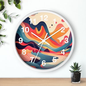 Clock, Colorful Wall Clock, art design, decoration clock, living room decoration, bedroom decoration, hanging Clock, orange wall clock, deco
