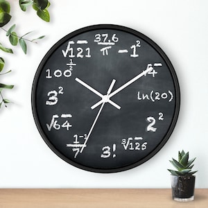 Math Theme 10" Wall Clock, Mathematics Chalkboard Clock, Gift for Math Teacher Professor and Student