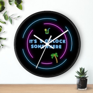 Tropical Clock - 5 Oclock Somewhere, Tiki Bar Clock, Happy Hour Sign, Retirement Gift, Cocktail Bar Decor, She Shed Sign, Margaritaville